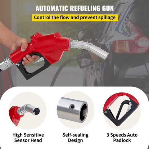 Automatic refueling gun for Heavy Duty 50 Ft Retractable Fuel Hose Reel With Auto Refueling Gun For Diesel And Gasoline Transfer.