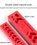 Four Inch 90 Degree Angle Finder Square With Easy To Read Double Sided Scale showing red ABS layout tool with imperial and metric scales.