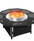 48 Inch Fire Pit Surround Tabletop For Solo Stove Bonfire And Wood Burning Pits, 28.4 Inch Inner Diameter, Coated Metal