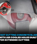 14 Inch Universal Diamond Blade For Dry And Wet Cutting Concrete Granite Tiles Natural Stone And Metal With Continuous Turbo Segments 20mm Or 1 Inch Bore Delivers Beast Performance And High Precision Pro Grade Disc demonstrating fast concrete cutting on saw.