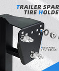 Beefed Up Spare Tire Mount For Boat Trailer Accessories With 3 Nut Design, sturdy metal bracket, nuts and bolts visible