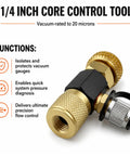 Quarter Inch Core Control Tool For R410a And R22 Refrigerant Charging Gauge Guards Your Gauge From High Pressure Surges By Isolating Valve Core Replacement For CCT14 Pro DIY Refrigeration Tool, 1/4 in brass fitting