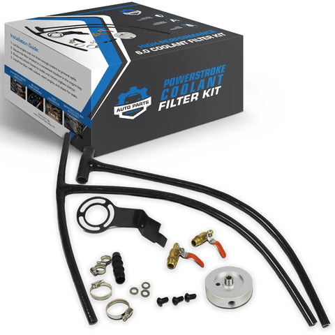 Heavy Duty Ford 6.0 Powerstroke Coolant Filtration Kit For 2003 To 2007 Diesel, Leak Proof, Single Piece Hose Design, CNC Machined 6061 Aluminum Build, Tough Long Lasting Coolant Filter System For Serious Diesel Power