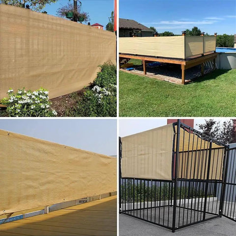 90 Percent UV Blocking Shade Cloth for Patio and Outdoor Spaces 8x20 Ft Pergola Sun Shade Cover installed on garden and balcony.