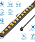 12 Outlet Heavy Duty Power Strip With 15 Foot Cord 15 Amp 125V 1875W All Metal Aluminum Housing Grounded UL Listed