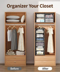 3 Cube Storage Organizer With Doors, Stackable Cubby Shelf For Bedroom And Living Room, illustrating organized closet space
