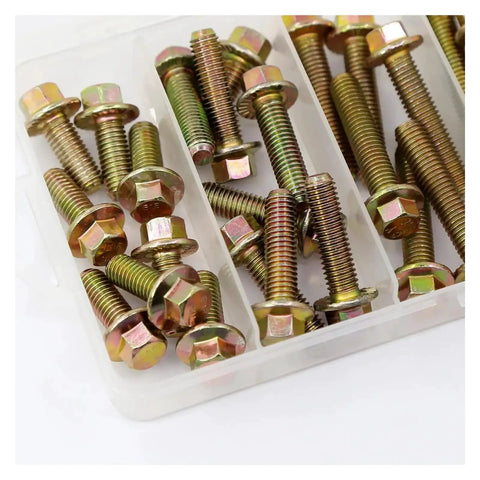 56 Pieces M8 Bolts And Nuts Kit With Flange Hex Head, Lengths From 20 To 50mm, Grade 8.8 Alloy Steel Metric Fasteners