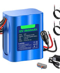 12V 5600mAh Lithium Battery with Charger and Bare Leads, suitable for DIY projects, RC cars, robots, and electronics.