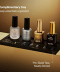 Gel X Nail Extension Starter Kit With Soft Gel Tips, 14 Sizes From 00 To 9 Plus Half Sizes arranged on a complimentary tray