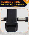 Stainless Steel Trailer Hitch Lock That Locks It Down For Class III And IV Hitches Five Eighths Inch Pin Fits Two Inch And Two Point Five Inch Receivers Heavy Duty Anti Theft Receiver Lock With Eight Anti Rattle O Rings And Waterproof Cap shown installed with rubber O-rings.