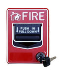 Emergency Alarm Station With Key Lock Dual Action Pull Point For Fire Safety, Panic Button, SOS Switch, red with handle and keys