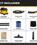 Kickass Cordless Wet Dry Shop Vacuum With Sick Suction And Six Gallon Tank For Jobsite Garage Cleanup kit includes vacuum, hose, filters, and accessories.
