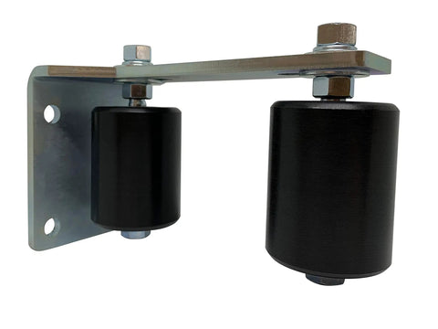Sliding Gate Guide Post Rollers 3 Inch Black L Bracket Mount With Rear Adjustable Bracket And Double Hard Nylon Rollers
