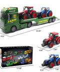 Large Flatbed Semi Truck Toy With Two Tractors Friction Powered Farm Transport Vehicle With Light And Sound shown with packaging