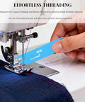 Easy Threading Sewing Needle Threader With Quick Threading Mechanism auto needle threader in use on sewing machine with fabric