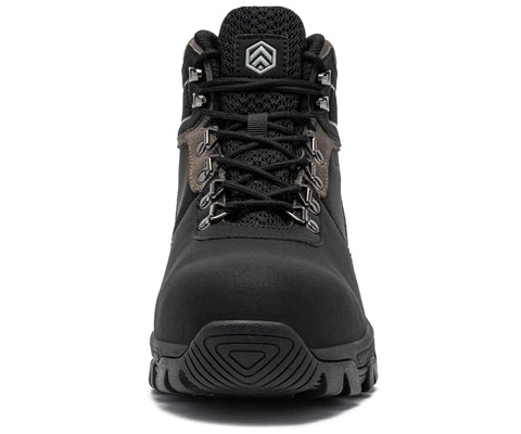 Steel Toe Boots For Men Work Shoes With Puncture Resistant Plate And ASTM F2413 18 Safety Standard, black, size 8 UK, front view