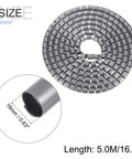 Spiral Tube Wrap Cable Kit For Quick Cable Management 5M Length 16mm Diameter Flexible PE Gray Sleeve shown coiled