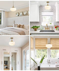 Lumraxsun Vintage Pendant Light Over Kitchen Glass Kitchen Pendant Light in modern kitchen and bedroom settings, showcasing versatility.