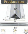 Product size diagram of Beefed Up Heavy Duty Wide V Track Ground Track Kit for Sliding Gates, 3.5 inch width, galvanized steel.