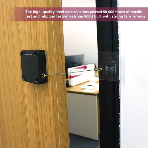 Punch-Free Automatic Sensor Door Closer With Drawstring For Home And Office Use, Multifunctional Auto Door Closer Works On Left Or Right Swing, Wood Or Metal Doors, Suitable For Residential Or Commercial Doors, One Pack