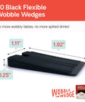 Wobble Wedges Flexible Plastic Shims 30 Pack for Home Improvement and DIY Projects Black Leveling Spacers for Tables Furniture Toilets Beds and More Made in USA, showing size dimensions.