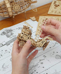 Hands assembling the 3D Wooden Airship Puzzle Kit For Kids And Adults Build Your Own Model Ship In 1 To 2 Hours 176 Laser Cut Pieces
