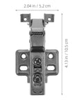 4 Pack Black Hydraulic Aluminum Frame Cabinet Hinges With No Slam Soft Close For Glass Doors And European Concealed Corner Cabinets In Kitchen And Wardrobe Smooth Silent Stainless Steel Hardware, front view showing dimensions.