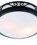 Matte Black Decorative Bathroom Exhaust Fan With Light And Night Light, 110 CFM, showing detailed scrollwork design