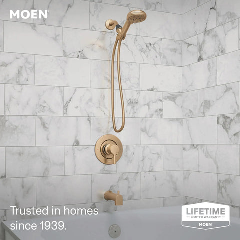Solid Single Handle Tub And Shower Faucet Set With Pressure Balancing Valve And Handheld Sprayer Bronzed Gold Finish Steady Water Control Plus No Sweat Installation For Fresh Bathroom Refreshes