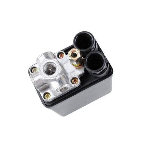 Air Compressor Pressure Switch Replacement Valve 90-120 PSI 240V Auto On Off Red Knob Easy Install Energy Saving Non OEM DIY Upgrade Pro Grade For Mini Air Compressors Durable Brass Construction Quick Fit Replacement Part For Home Garage Projects.