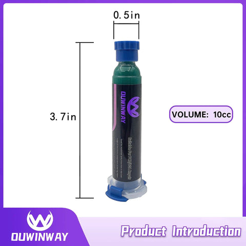 2 Pack UV Curing Solder Mask Ink For PCBs Green Solder Mask BGA Solder Resist Ink With Arcing Prevention And Corrosion Shield DIY Friendly Ideal For Repairing Motherboards And Insulating Components After Welding syringe dimensions