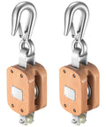Two Pack Four Inch Wood Manila Rope Pulley Block With Hook Single Wheel Cable Pulley Half Inch Rope Two And A Quarter Inch Sheave 1000 Lbs WLL