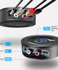 Bluetooth 5.2 Receiver for Home Stereo With RCA and Three Point Five Millimeter AUX Output Wireless Audio Adapter