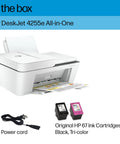 Slick Wireless All-In-One Color Inkjet Printer With Scanner And Copier For Home Office Includes Three Month Ink Supply, power cord and ink cartridges.