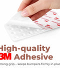 Clear Self Adhesive Cabinet Door Bumpers 128 Pack Heavy Duty Rubber Pads Skip The Loud Bangs And Keep Your Kitchen Chill With Super Smooth Silent Soft Close Protection, showcasing strong 3M adhesive backing.