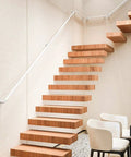 Modern White Indoor Outdoor Railing Kit Adjustable 1ft To 20ft Built Tough With Hefty Wrought Iron And Galvanized Pipe on stylish staircase.