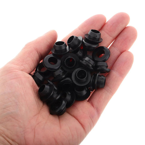 60 Piece Black Rubber Grommet Kit Single Sided Cable Hole Covers Plugs For Cabinets And Boxes Outdoor Use Multipurpose Weatherproof Wire Grommets For Holes No Fuss Easy Install, black rubber grommets in hand