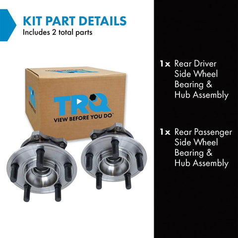 Rear Wheel Bearing And Hub Assembly Set, Driver And Passenger Side, 2 Piece Replacement Kit For 08-14 Dodge Challenger, 09-14 Charger And 10-14 Chrysler 300
