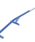 Heavy Duty Steel Manual Drum Upender With Long 41 Inch Handle For Tipping Horizontal Barrels Smoothly Without Dents and Grabbing Various Chimes Effortlessly in blue.