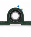 Two Pack Pillow Block Bearings UCP206-19 Bore 1-3/16 In with cast iron base, front view showing self-aligning chrome sealed bearing housing.