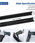 Full Extension Ball Bearing Drawer Slides 12 Inch Side Mount Cabinet Rails Pair Heavy Duty Kitchen Drawer Runners 100 LB Capacity with measurements
