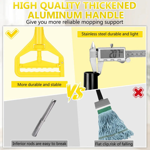 High quality thickened aluminum handle for the Heavy Duty Commercial Cotton String Mop With 59 Inch Handle and Replaceable Head, durable and stable.