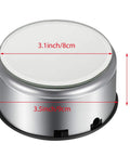 Mudder Silver Rotating Display Turntable Base For Epoxy Tumbler, 360 Degree Electric Spinner With USB Power Cord, top view showing dimensions 3.1 inch by 1.5 inch.