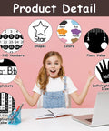 Child with educational desk markers 48 Pack Black White Painted Dots Classroom Name Plates Desk Name Tags For Kids