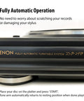 Denon Dp29F Fully Automatic Analog Turntable With Built In Phono Stage showing automatic operation details and controls.