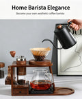 Next Level Pour Over Coffee Station And Complete Eight Piece Brewing Kit With Gooseneck Kettle Manual Ceramic Burr Grinder Large Glass Server And Solid Wood Rack For Your Daily Grind Routine with coffee dripper