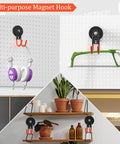 Heavy Duty Magnetic Garage Hooks 4 Pack With Grip Firm Neodymium Magnets For stress free gear organization on a pegboard.