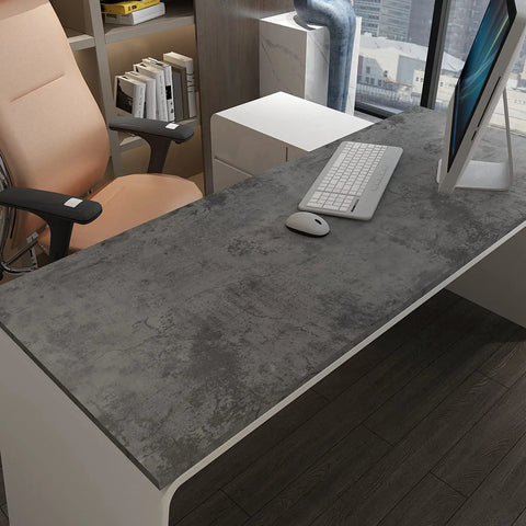 Thick Grey Blue Concrete Wallpaper Peel And Stick 24 By 354 Inches Waterproof Vinyl applied on desk surface