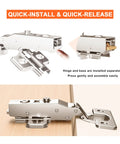 2 Pack Pro-Grade Full Overlay Frameless Soft-Close Cabinet Hinges For Concealed Kitchen Doors European-Style With Screws Clip-On Nickel Plated Finish Easy-Install clip-on hinge and base plate, 35mm cup, nickel finish