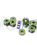 8Pcs 608-2RS Skateboard Bearings With Green Covers Ultimate ILQ-11 Standard, sealed steel, for roller skates and inline skates.